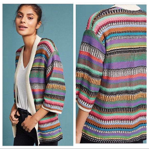 Anthropologie Sweaters - Anthropologie Maeve Colorful Striped Knit Cardigan